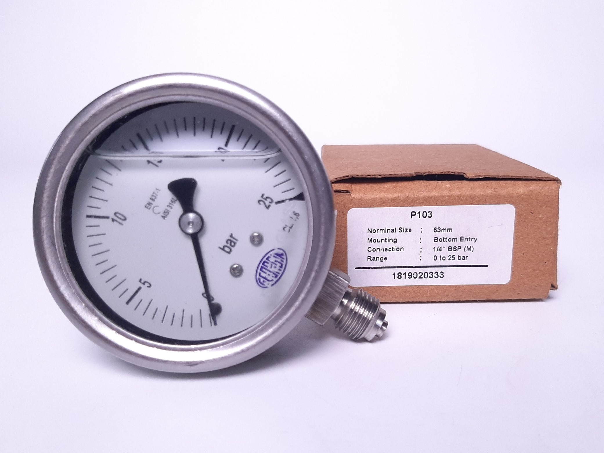 Đồng hồ áp suất 0-25 bar
